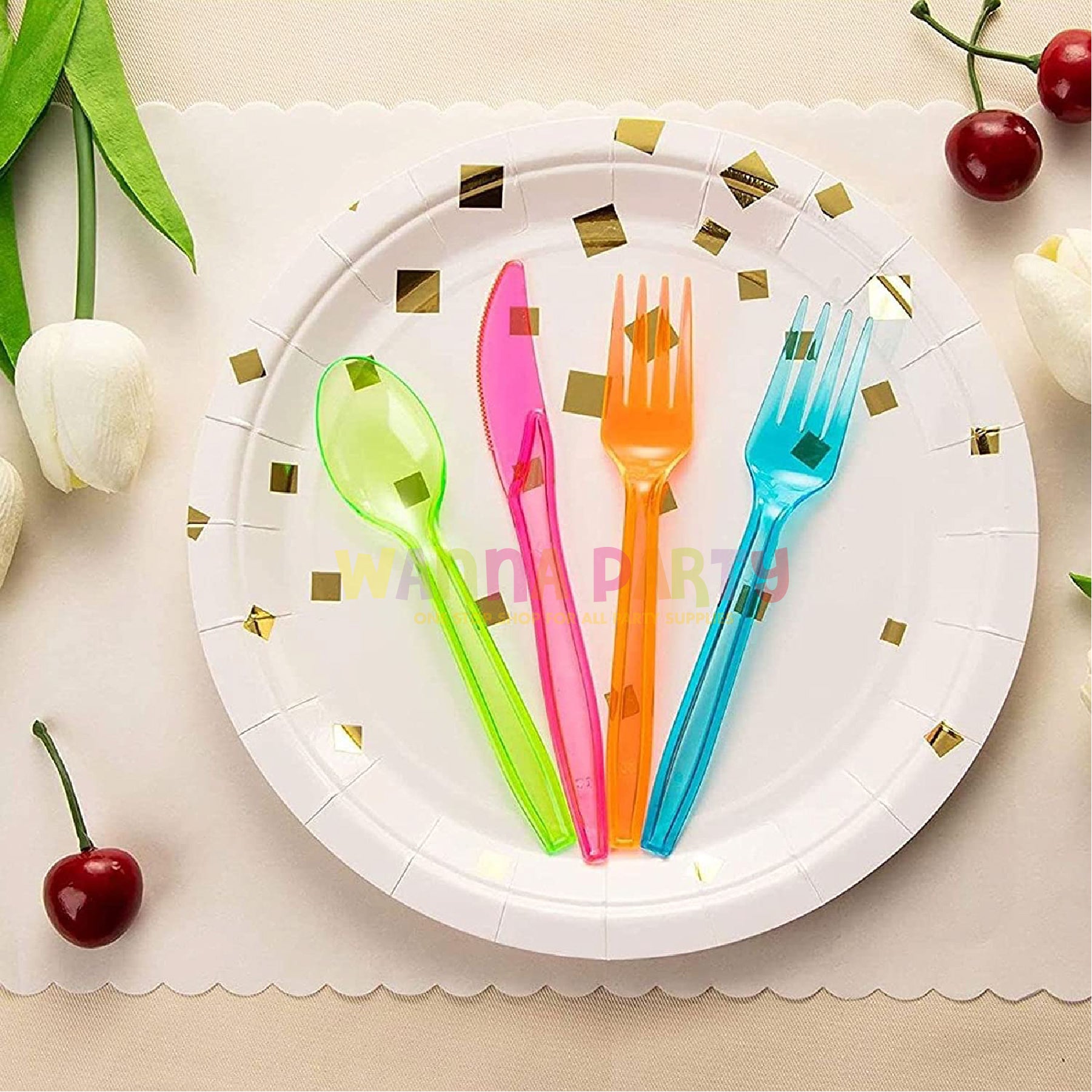 Assorted Neon Cutlery Set - 48PC