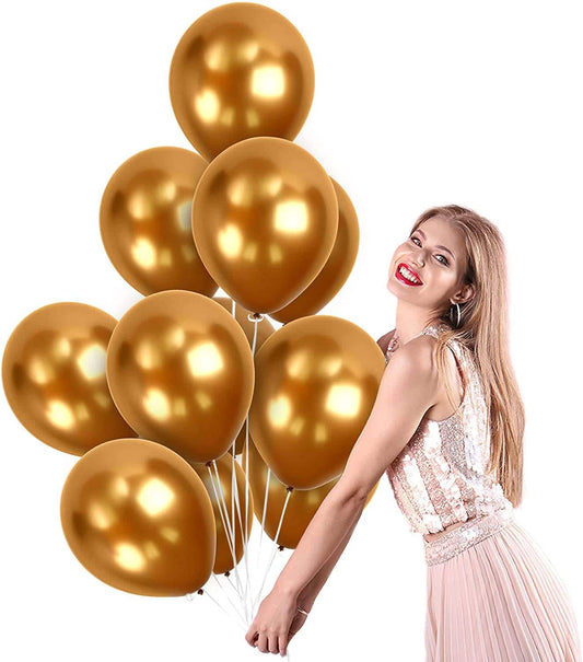 Chrome Golden Balloons 12inches - Pack of 50