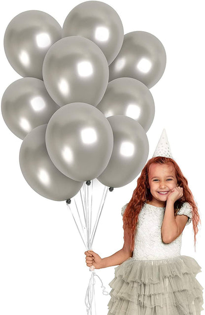 8" Silver Latex Balloon - 20ct