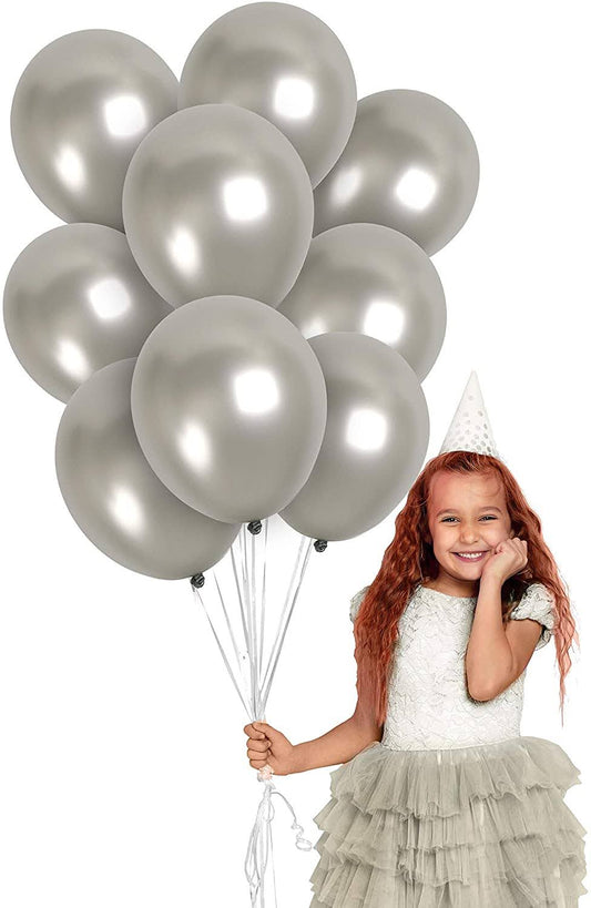 8" Silver Latex Balloon - 20ct