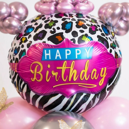 Designer Pink & Silver Balloon Bouquet Arrangement with 3D Butterflies for 3rd Birthday