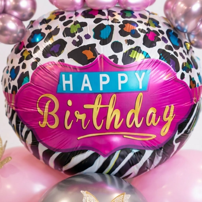Designer Pink & Silver Balloon Bouquet Arrangement with 3D Butterflies for 4th Birthday