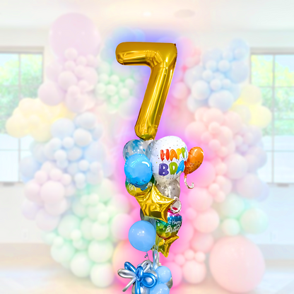 Balloon Bouquet - 7th Birthday (w/Helium Gas)
