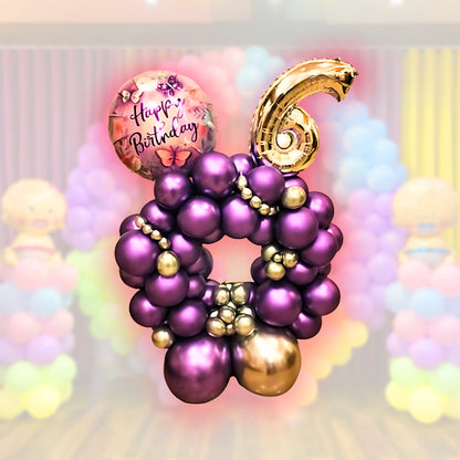 Happy 6th Birthday w/Small Ring Balloon Bouquet Set