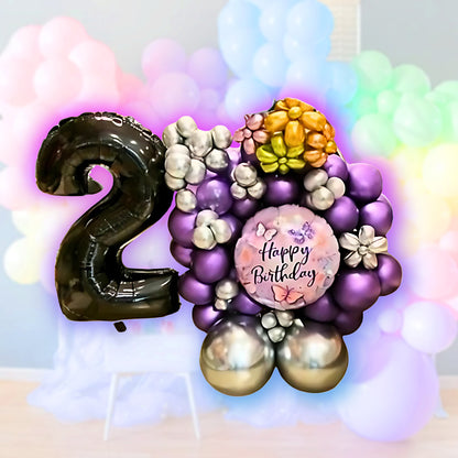 Happy 2nd Birthday w/Small Ring Balloon Bouquet Set