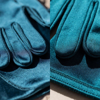 Long Satin Blue Gloves for Kids