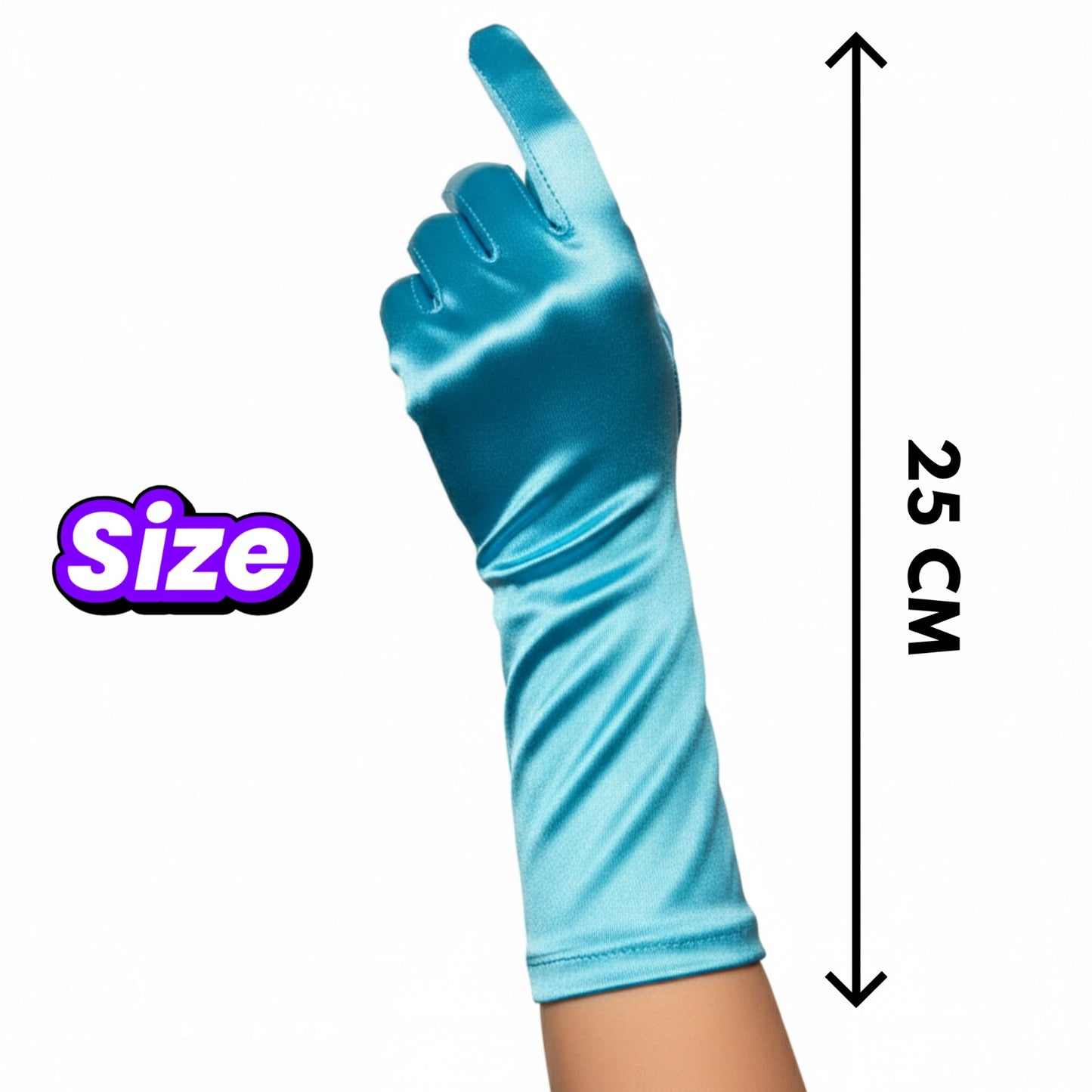 Long Satin Blue Gloves for Kids