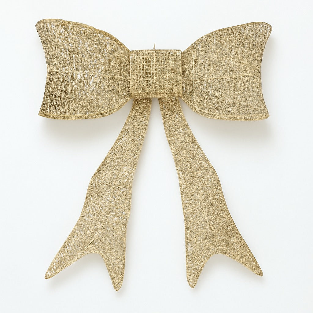 Large Golden Glitter Bow Christmas Decoration