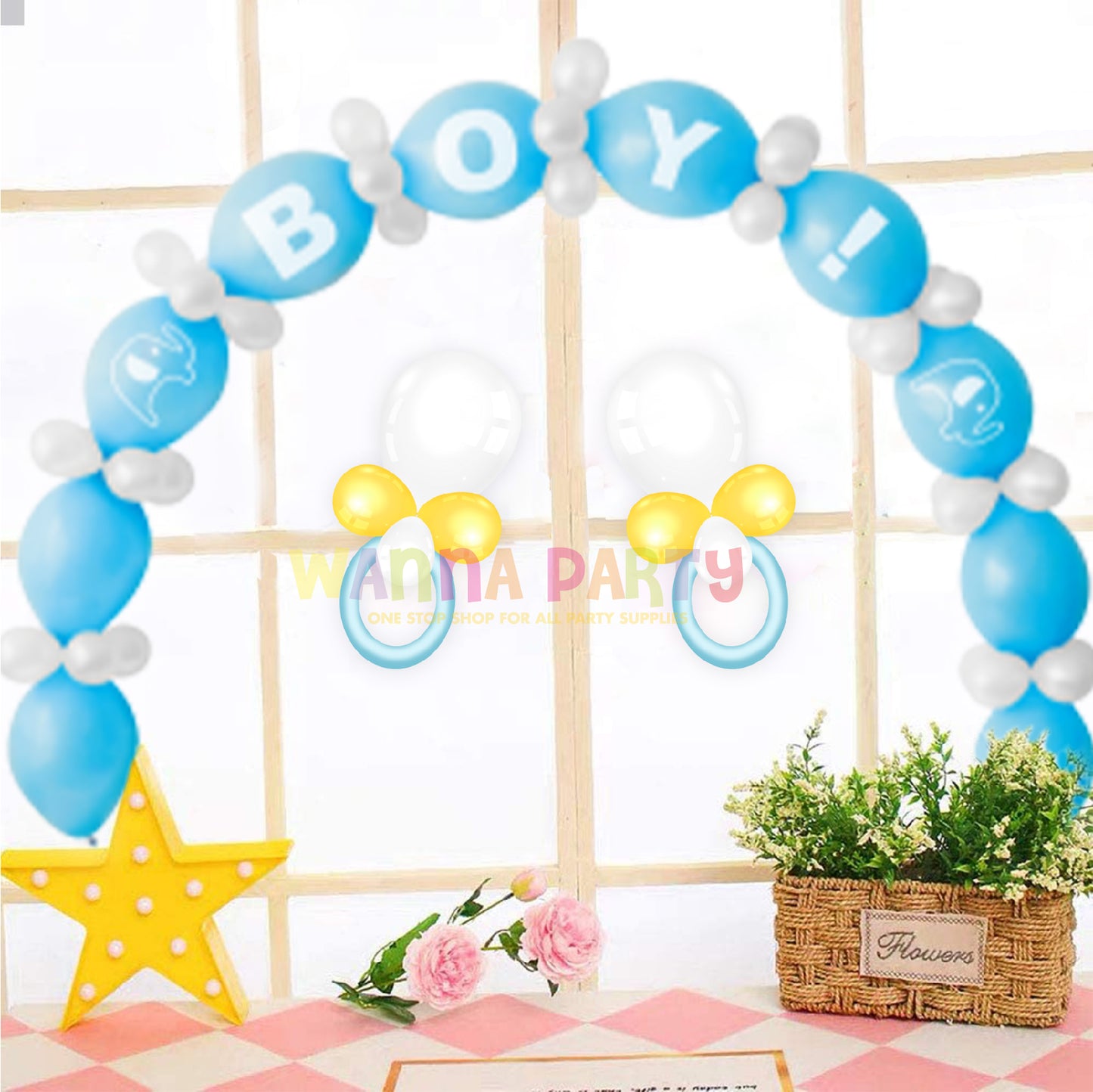 Baby Boy Linking Balloon DIY Kit - 64PC