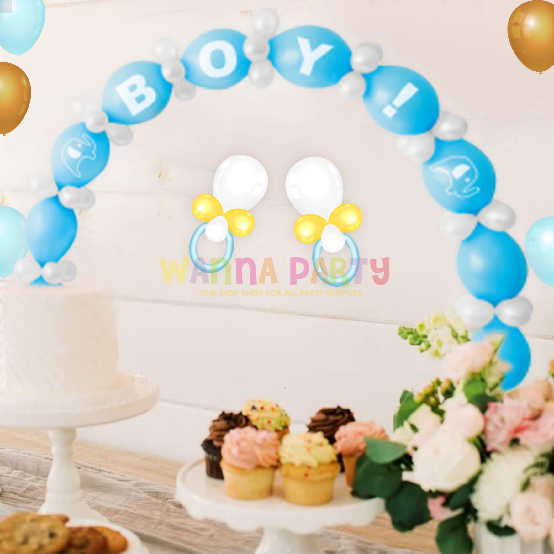 Baby Boy Linking Balloon DIY Kit - 64PC