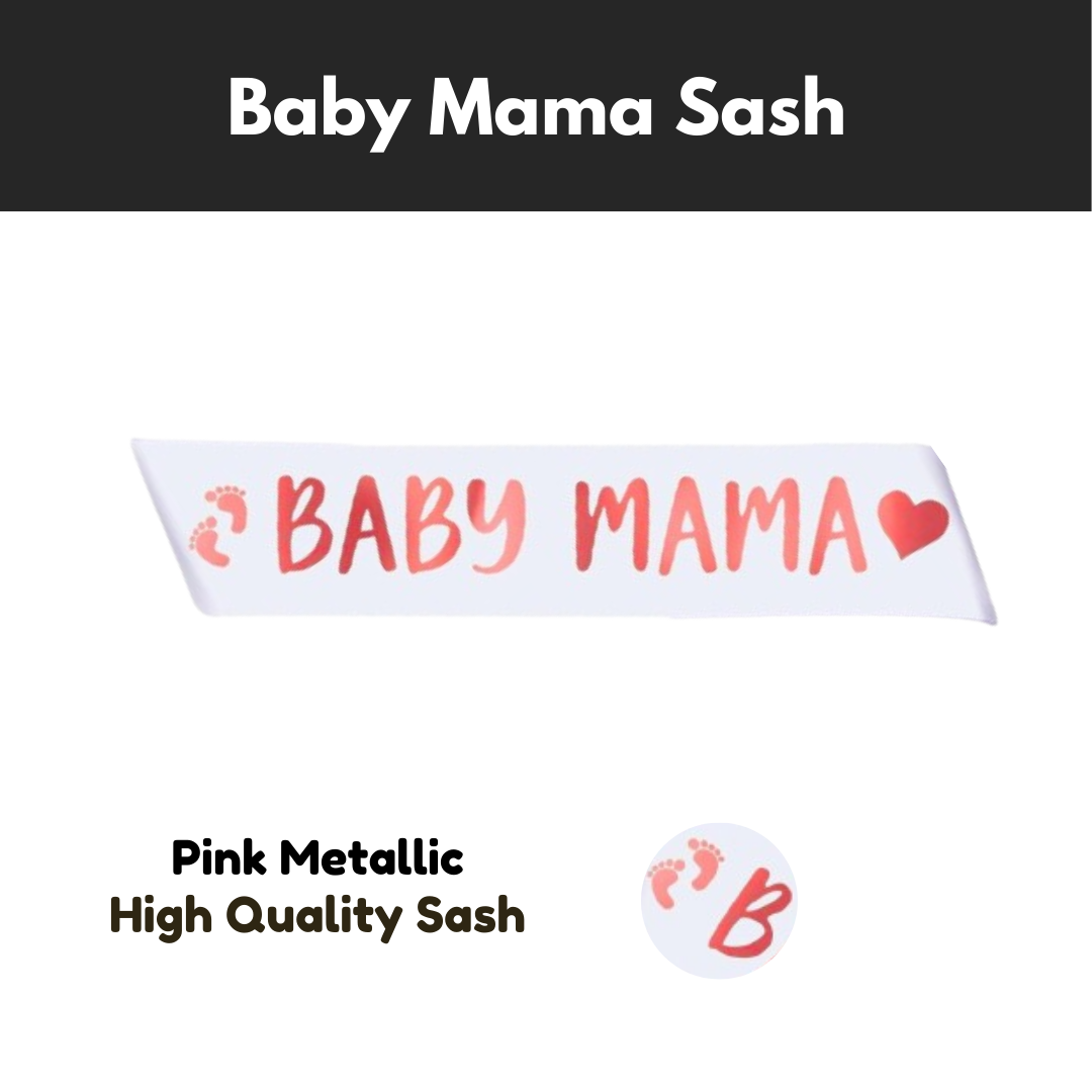 Baby Mama Pink & White Sash