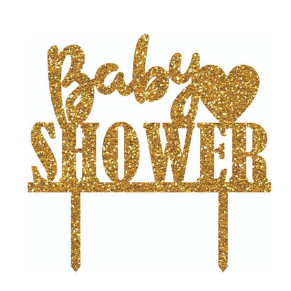 Baby Shower Cake Acrylic Golden Cake Topper