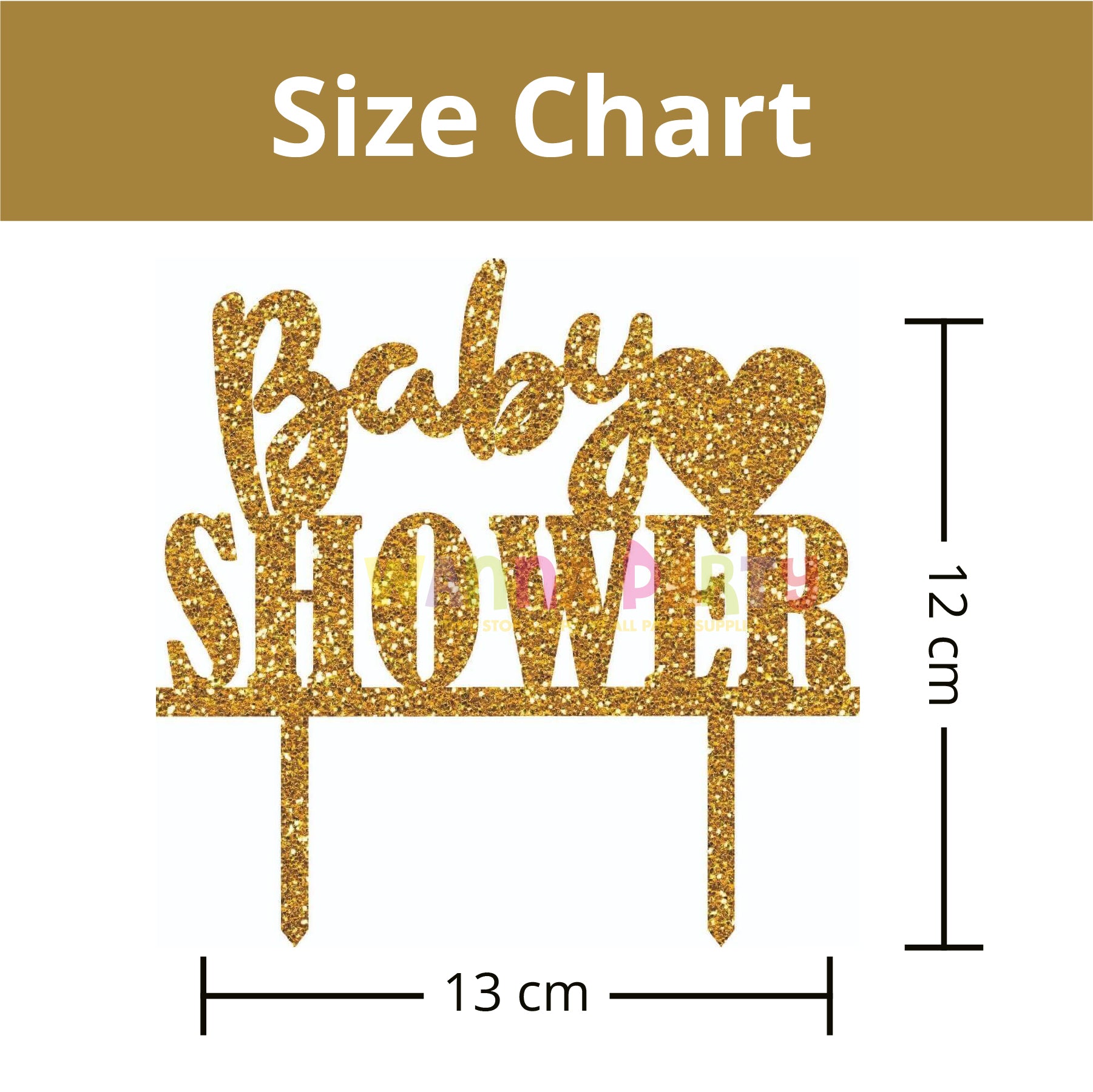 Baby Shower Cake Acrylic Golden Cake Topper