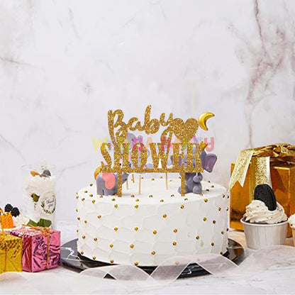 Baby Shower Cake Acrylic Golden Cake Topper