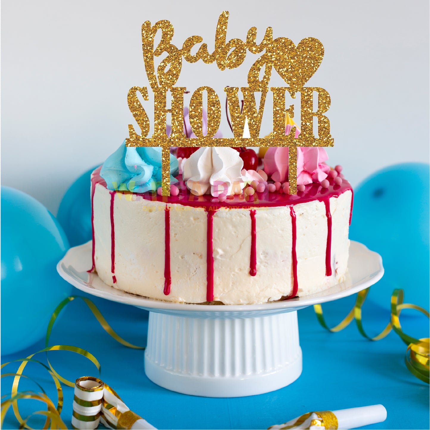 Baby Shower Cake Acrylic Golden Cake Topper