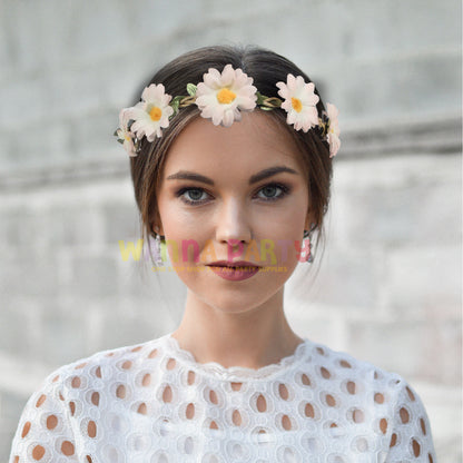 Baby Sunflowers Pink Floral Tiara w/Elastic Headba