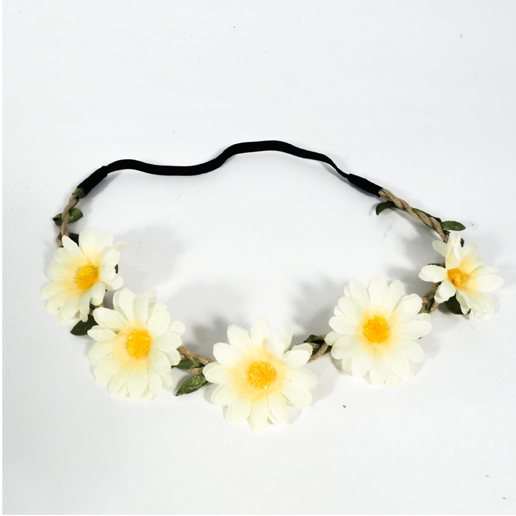 Baby Sunfowers White Floral Tiara w/Elastic Headba