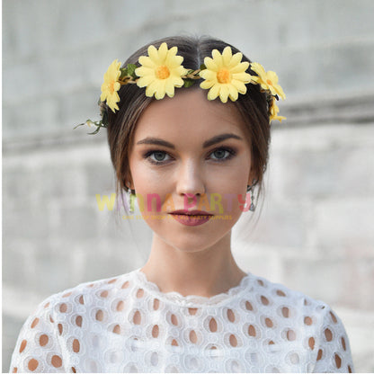 Baby Sunflowers Yellow Floral Tiara w/Elastic Head