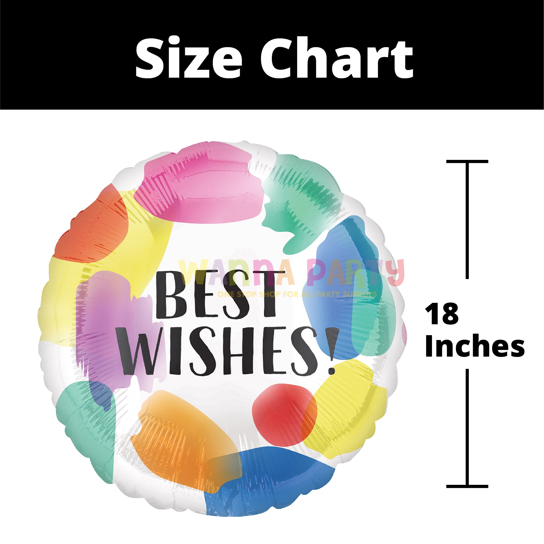 Best Wishes Painted Swoosh Balloon 18 Inch