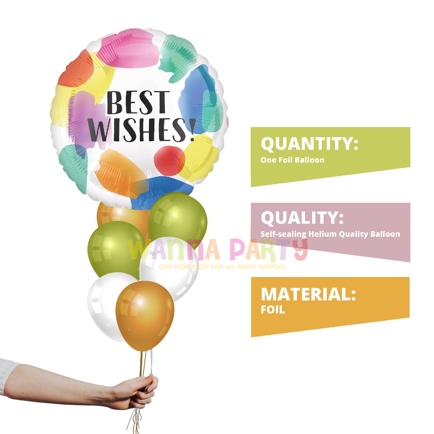 Best Wishes Painted Swoosh Balloon 18 Inch