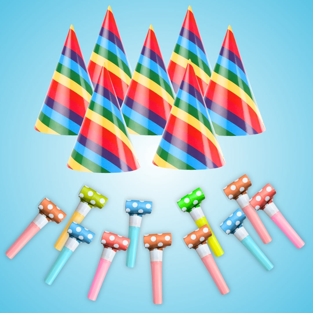Birthday Hats & Blowouts Combo Pack - 18PC