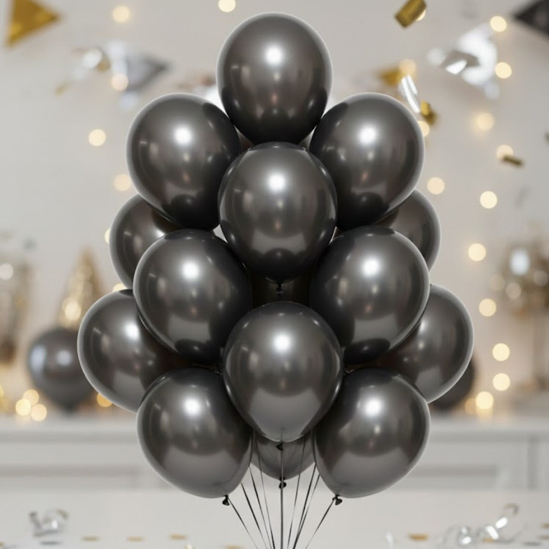 Chrome Black Premium Latex Balloons 10" - 20PC