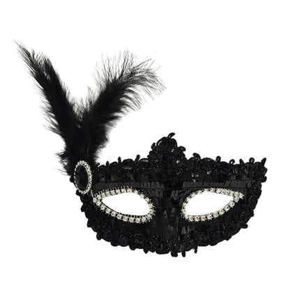 Masquerade Mask Black Color with Shinny Sequin for Women - 1PC