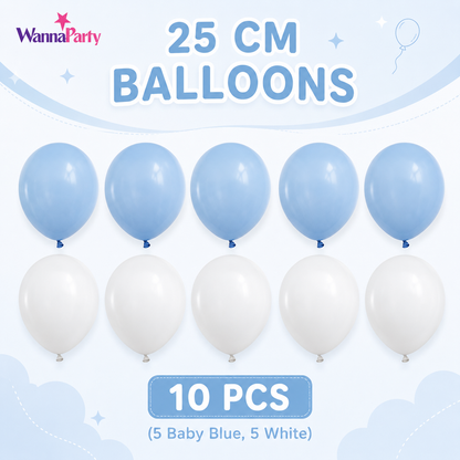 Blue & White Happy Birthday Balloon Bouquet Stand Set - 21 Pcs | Balloons with Plum Blossom Base, Holder & Fiber Rods, Table Centerpiece Decoration for Kids Adults Party - 1 Set