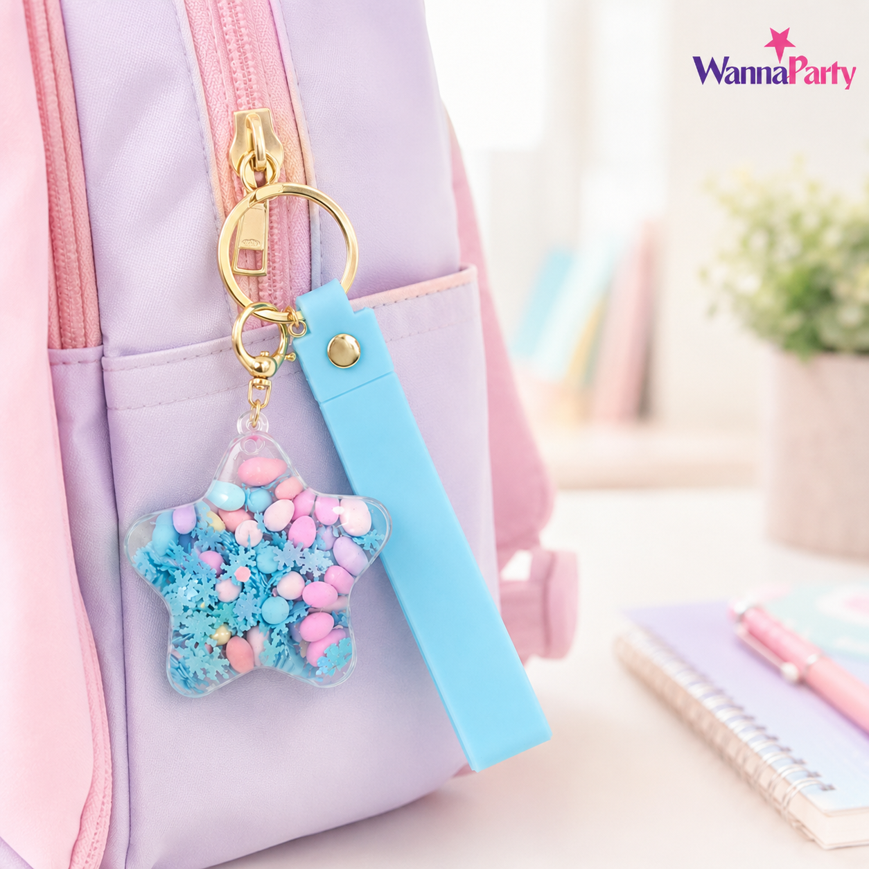 Star Beads Keychain Blue Strap - Cute Bag Charm for Kids | Wanna Party - Image 6