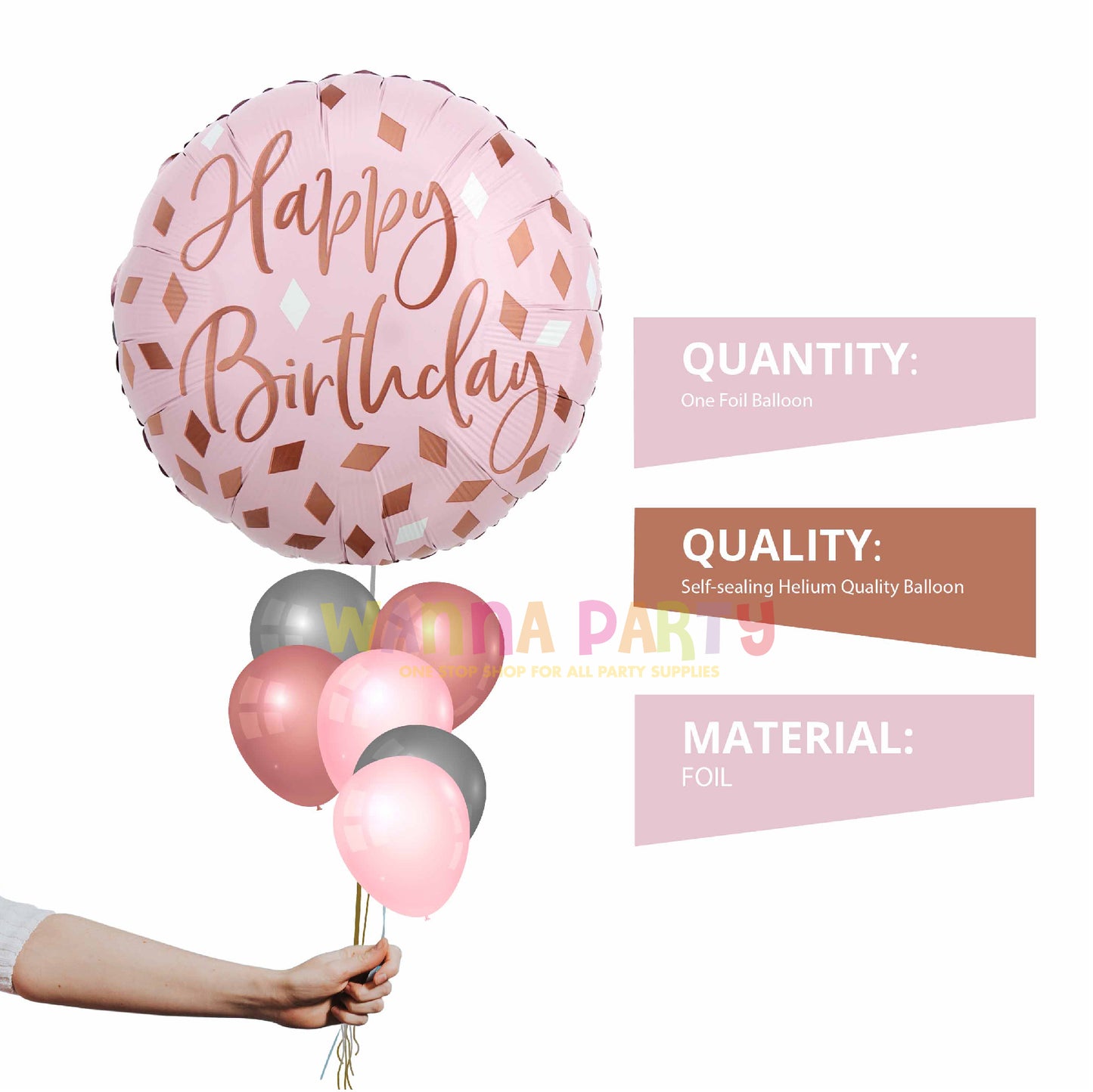 Blush Pink Happy Birthday Balloon 18 Inch