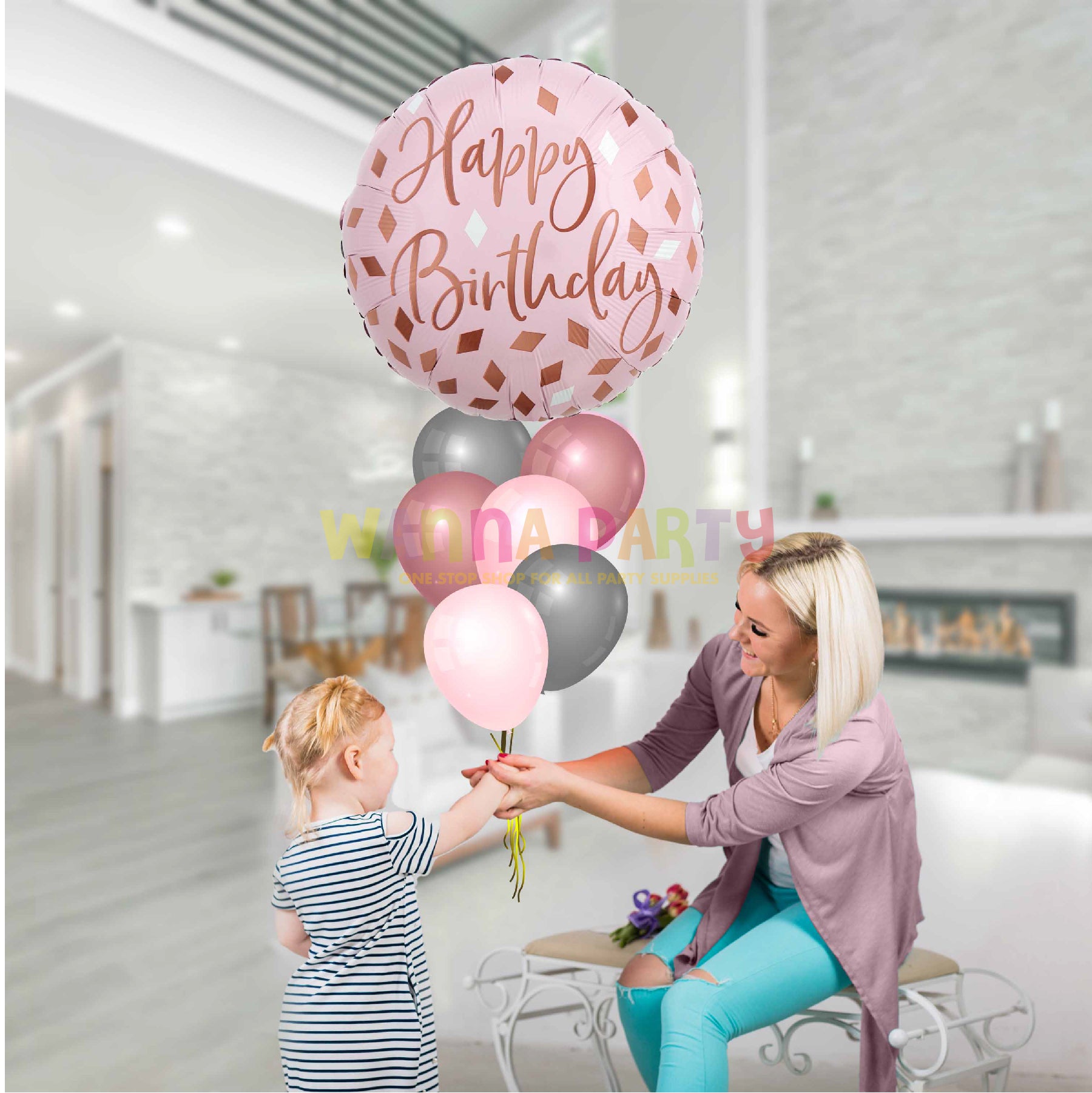 Blush Pink Happy Birthday Balloon 18 Inch