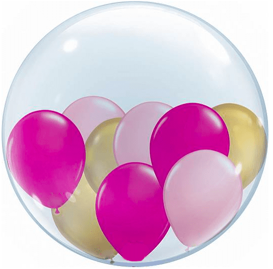 Bobo Clear Balloon Dark & Light Pink & Golden Balloons - 10Pcs