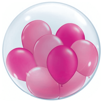 Bobo Transparent Balloon w/Dark Pink and Light Pink Balloons - 10PC