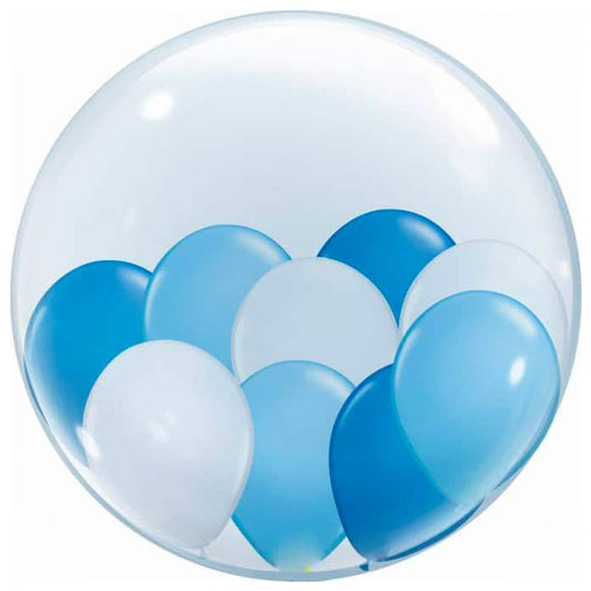 Bobo Clear Balloon Dark &amp; Light Blue &amp; White Balloons - 10PC