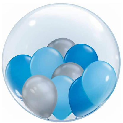 Bobo Transparent Balloon Dark &amp; Light Blue &amp; Silver Balloons 10Pc