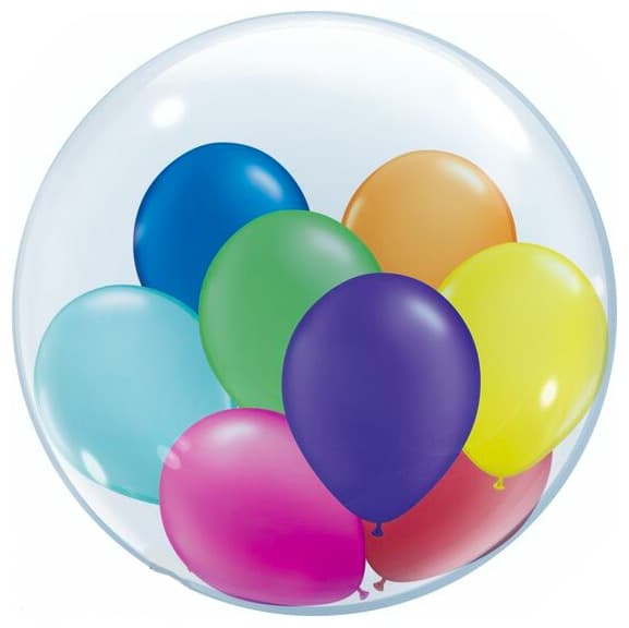 Bobo Transparent Balloon w/Rainbow Gumball Balloon