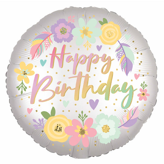 Boho Satin Birthday Balloon 18 Inch