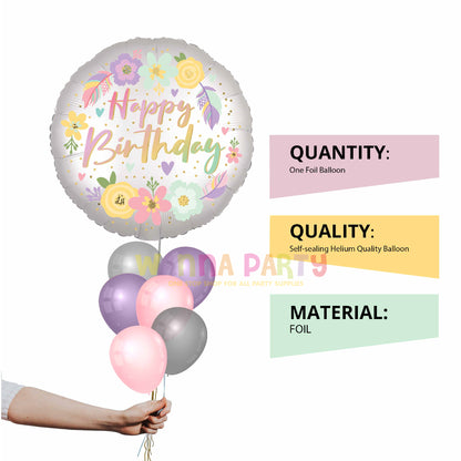 Boho Satin Birthday Balloon 18 Inch