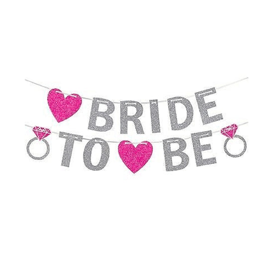 Bride To Be Banner Pink & Silver