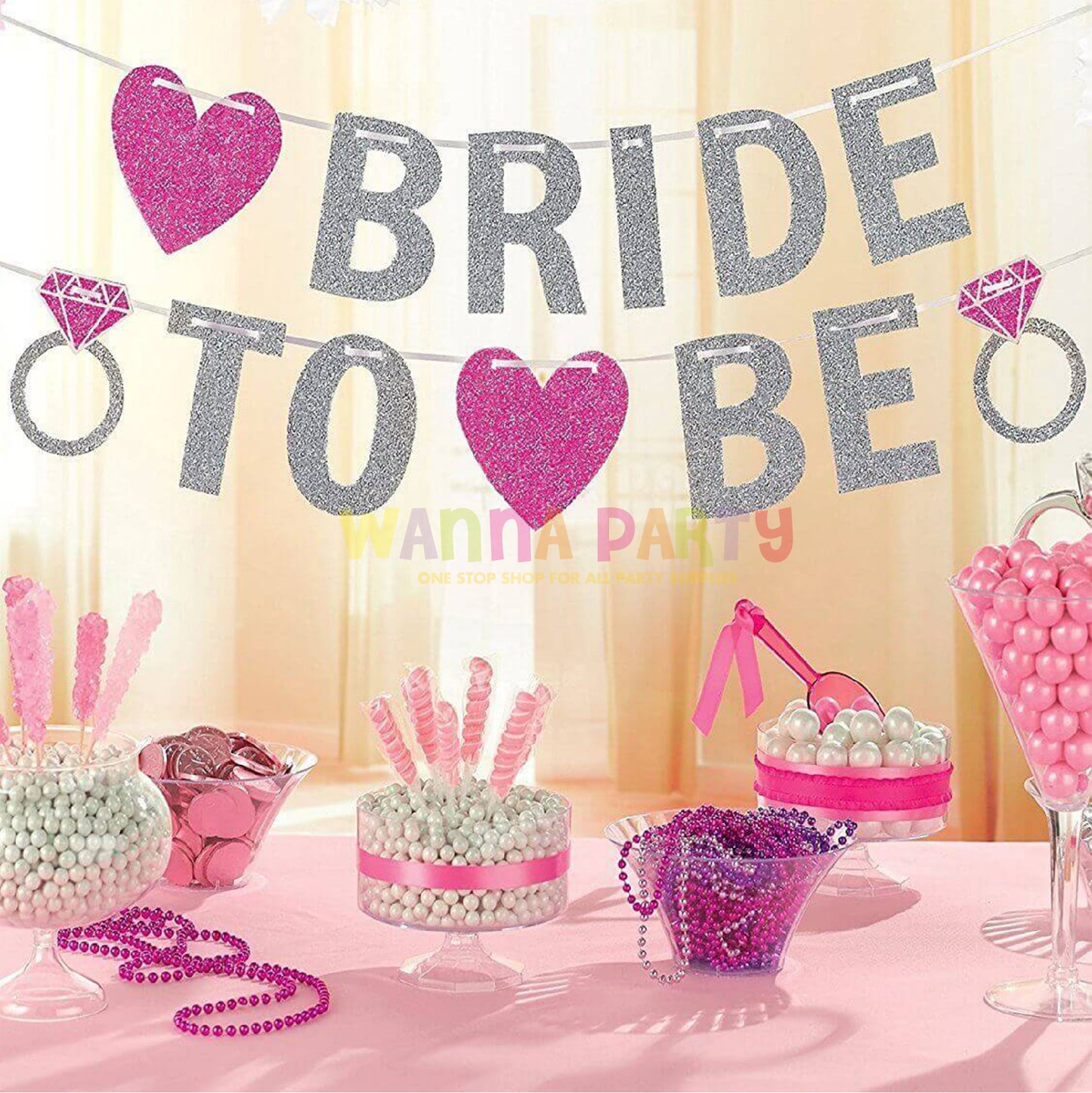 Bride To Be Banner Pink & Silver