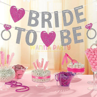 Bride To Be Banner Pink & Silver