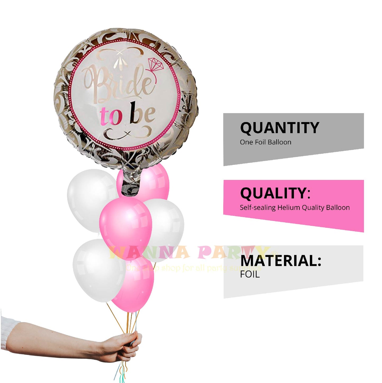 18" Bride To Be SilverFoil Balloon