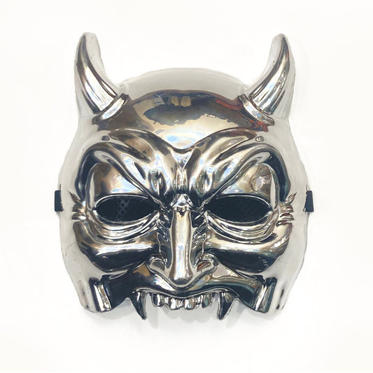 Broken Jaw Ghost Mask Silver with Horn