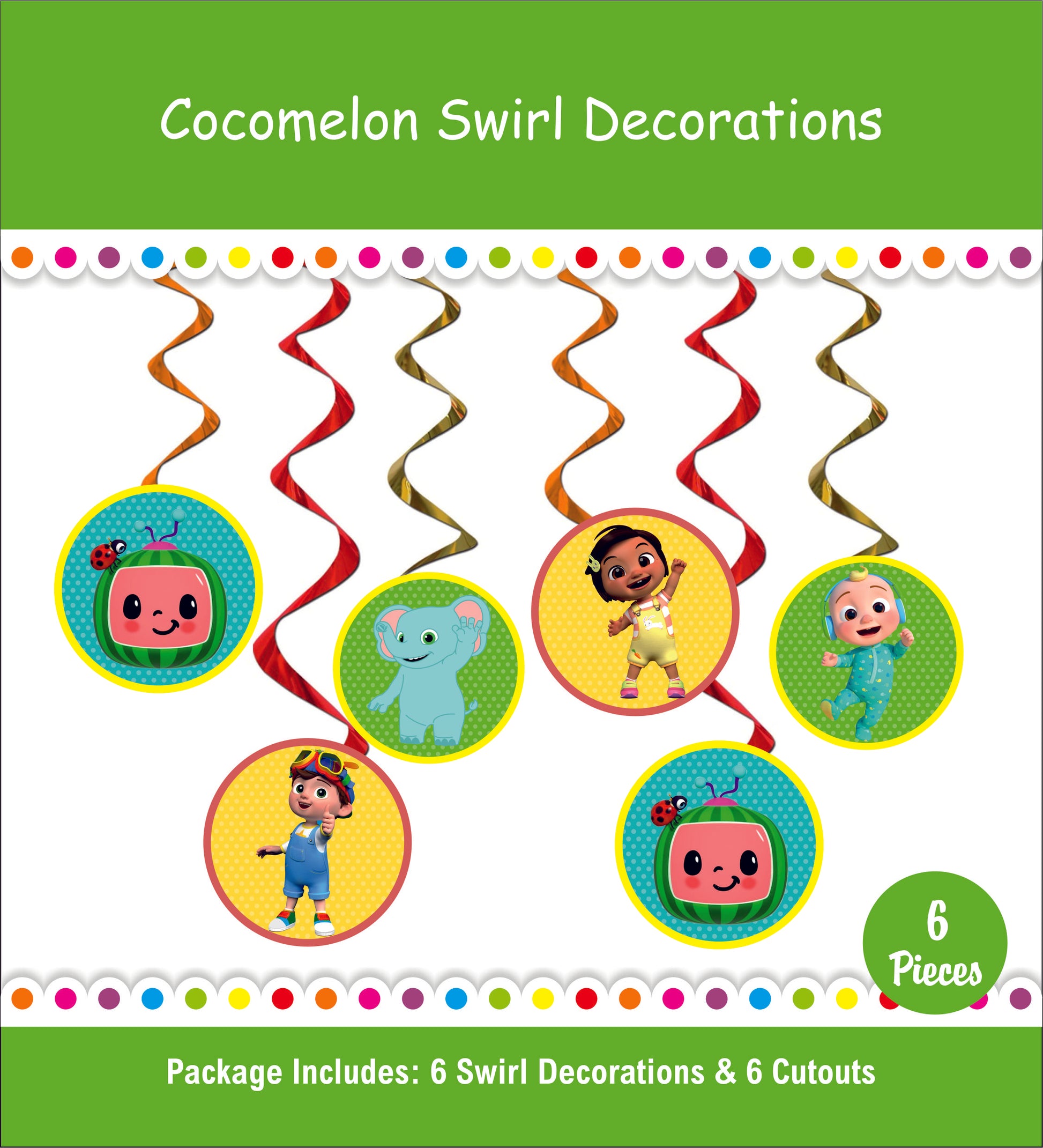 Coco Melon Swirl Decor - 12PC