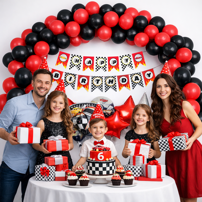 Racing Car Theme Birthday Decoration Combo Kit with Banner and Balloons