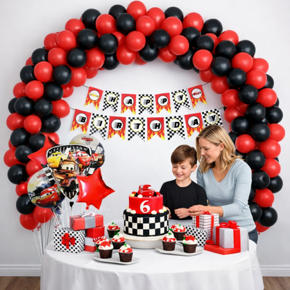 Racing Car Theme Birthday Decoration Combo Kit with Banner and Balloons