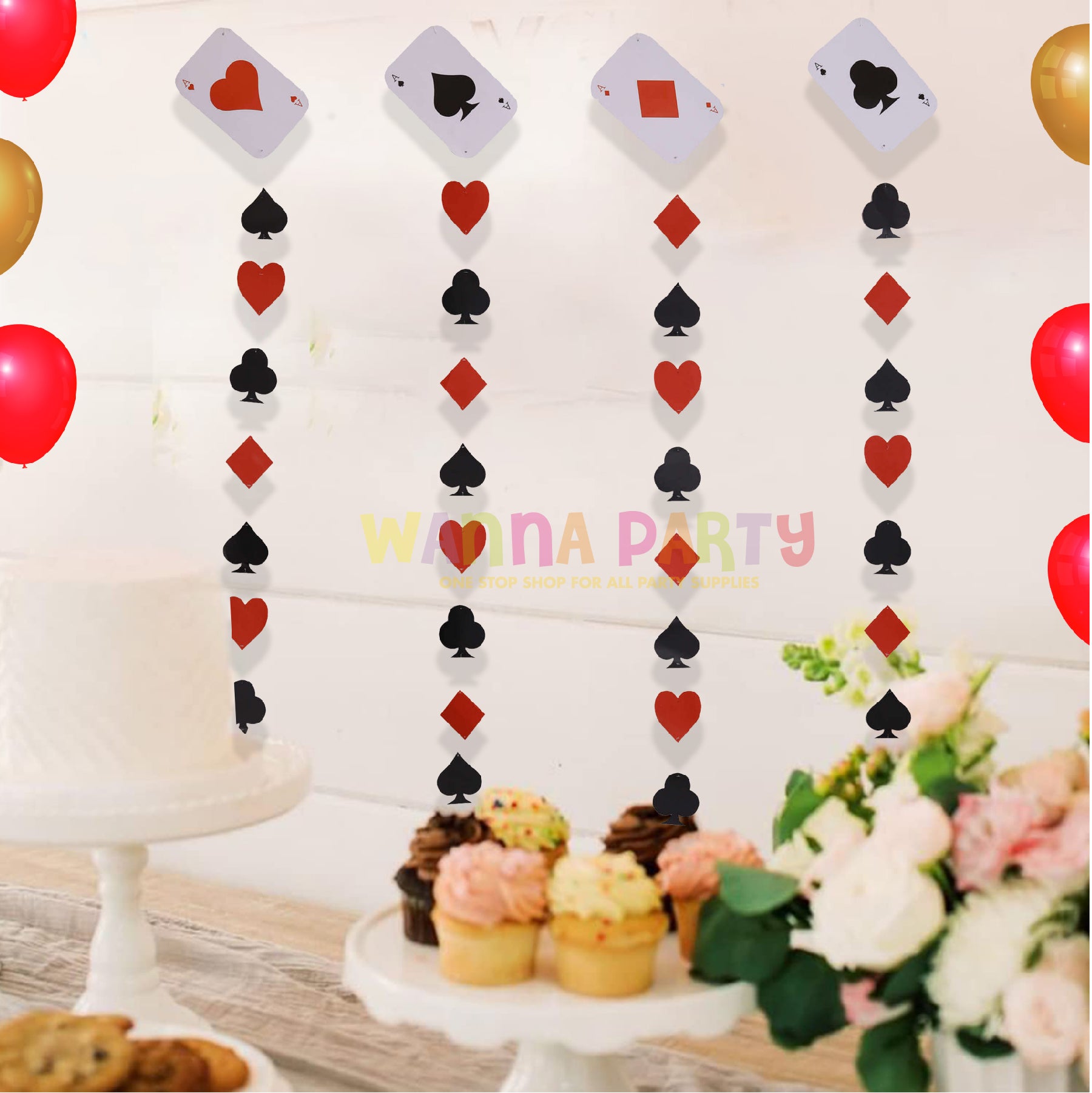 Card Party Hanging Decoration - 4PC