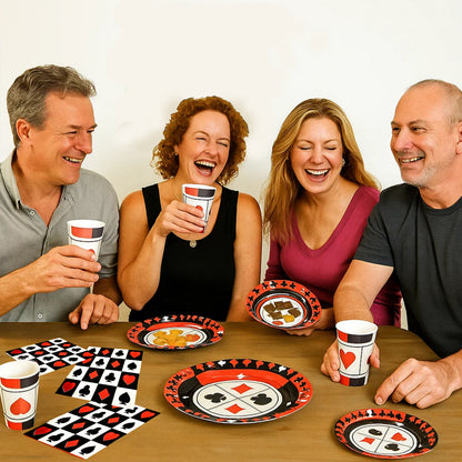 Card Party Theme Tableware Set w/ Plates, Cups & Napkins - 40PC