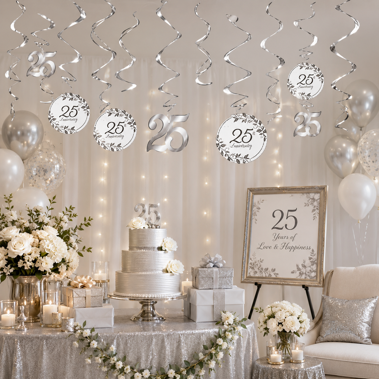 25th Anniversary Swirl Decorations