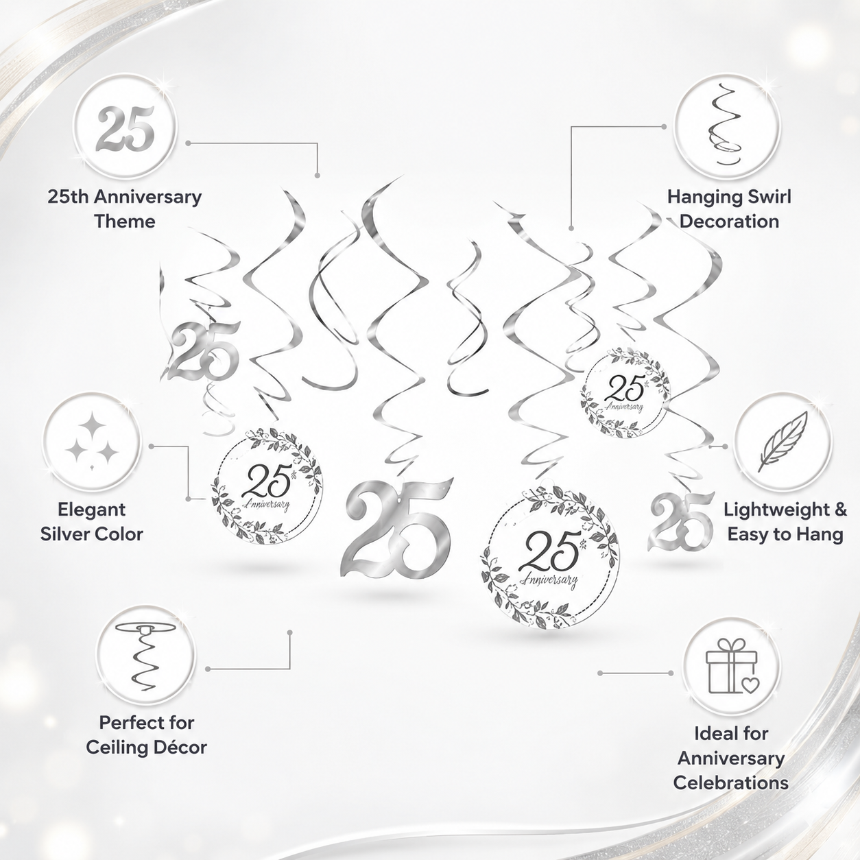 25th Anniversary Swirl Decorations